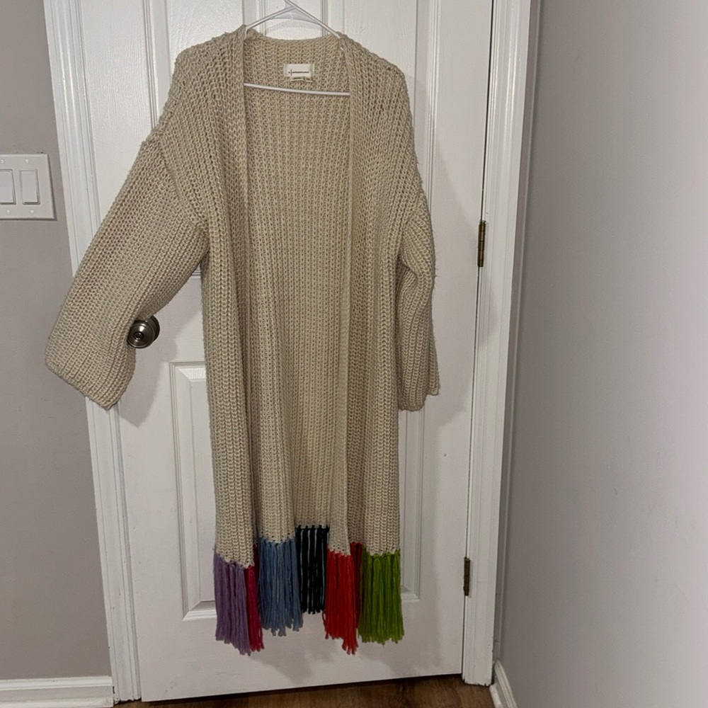 NWT Anthropologie long fringe open cardigan